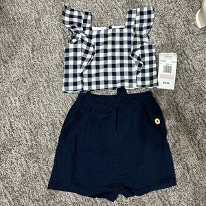 Rare Editions 2-piece set Navy Shorts with Navy and White Checkered top